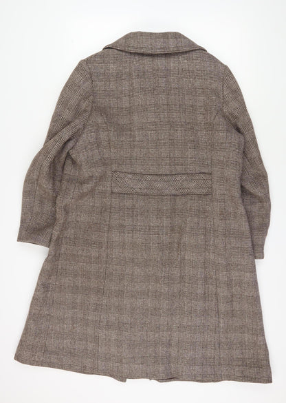 Evans Women's Brown Check Pea Coat, Long Sleeve, Plus Size