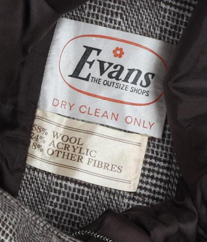 Evans Women's Brown Check Pea Coat, Long Sleeve, Plus Size