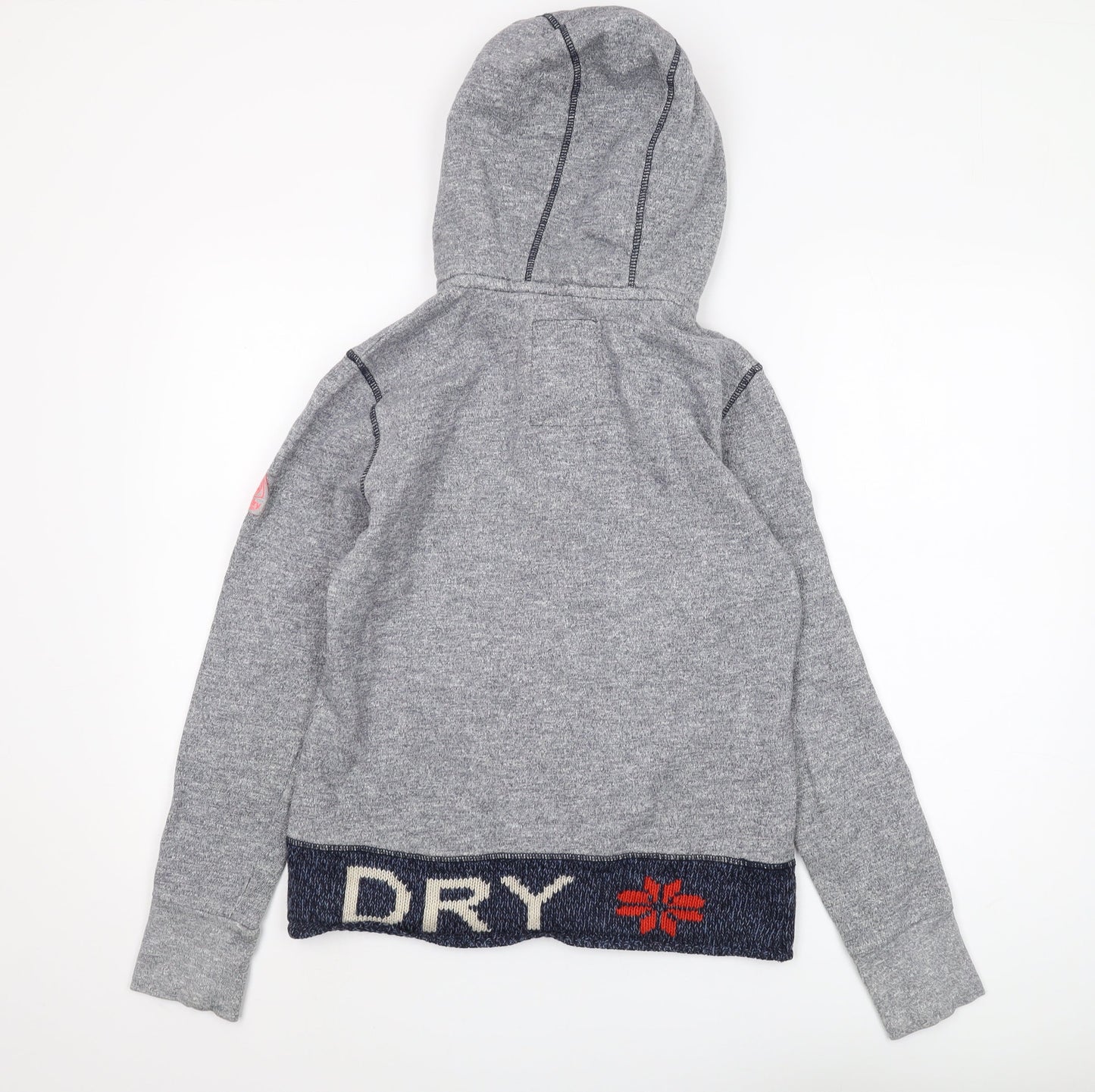 Superdry Women's Grey Hooded Henley Sweatshirt L