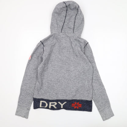 Superdry Women's Grey Hooded Henley Sweatshirt L