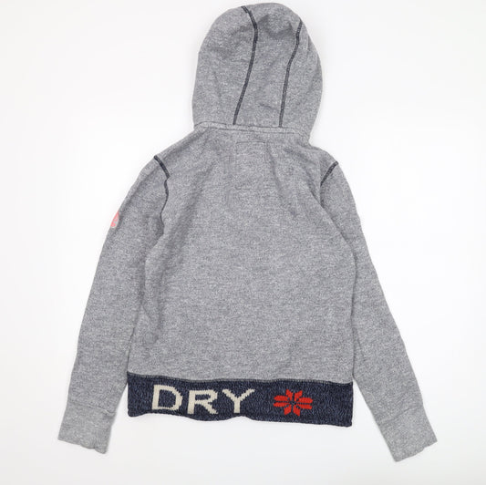 Superdry Women's Grey Hooded Henley Sweatshirt L