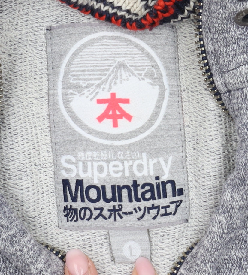 Superdry Women's Grey Hooded Henley Sweatshirt L