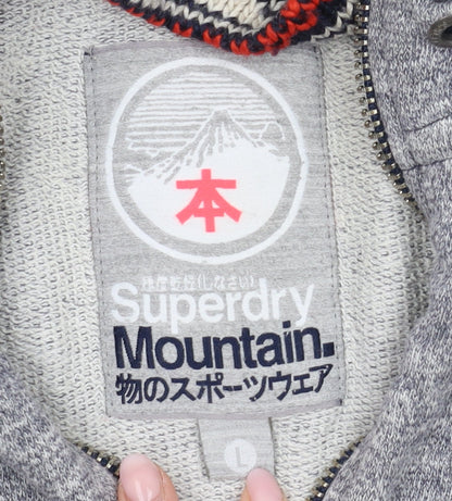 Superdry Women's Grey Hooded Henley Sweatshirt L