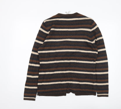 Laura Ashley Women's Brown Striped Cardigan - Size 18