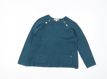 Additional front view of Massimo Dutti girls’ blue pullover blouse, age 9-10, classic