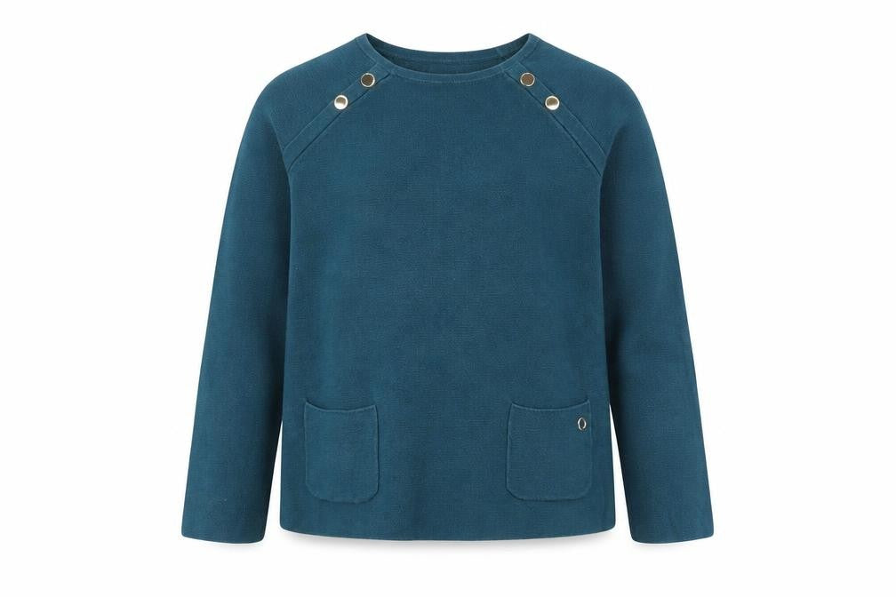 Front view of Massimo Dutti girls’ blue pullover blouse, age 9-10, classic