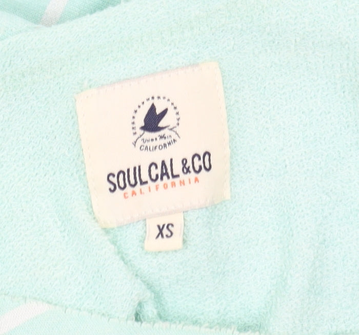 Soul Cal & Co Women's Green Striped Pullover Sweatshirt XS