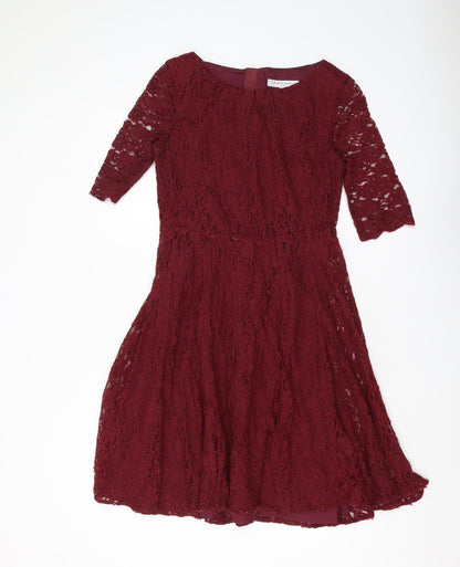 L.K. Bennett Women's Red Lace A-Line Dress, Size 12