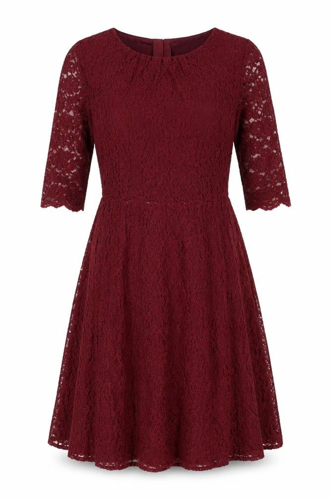 L.K. Bennett Women's Red Lace A-Line Dress, Size 12