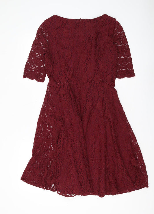 L.K. Bennett Women's Red Lace A-Line Dress, Size 12