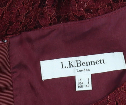 L.K. Bennett Women's Red Lace A-Line Dress, Size 12