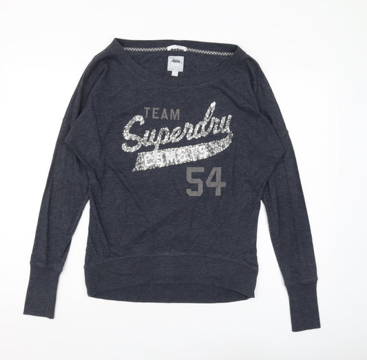 Womens UK Size 2XS Superdry Grey Jersey T-Shirt