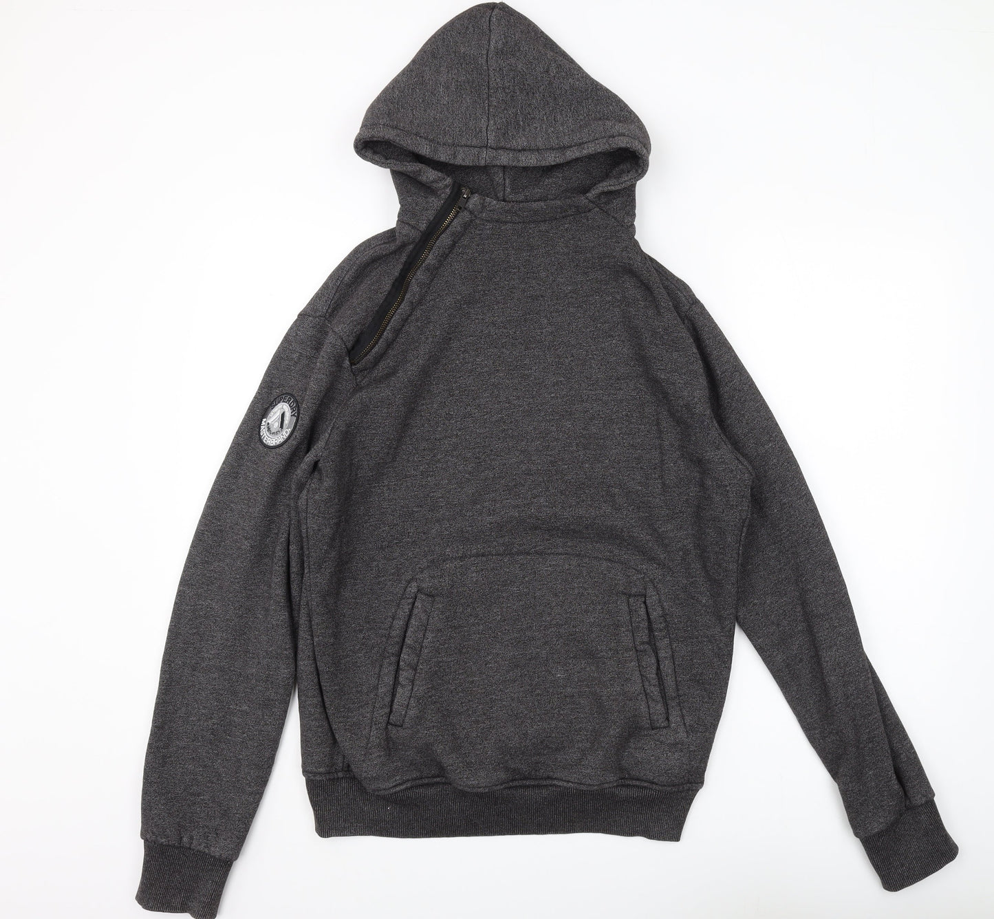 Superdry Men's Grey Pullover Hoodie M with Logo