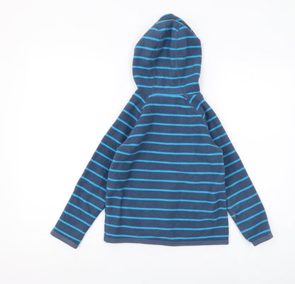 John Lewis Boys Blue Striped Pullover Hoodie - Size 7 Years