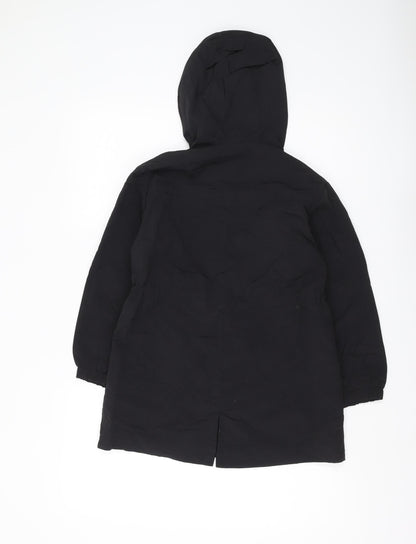 Zara Girls Black Parka Coat, 8Y, Hooded, Casual Mid-Length