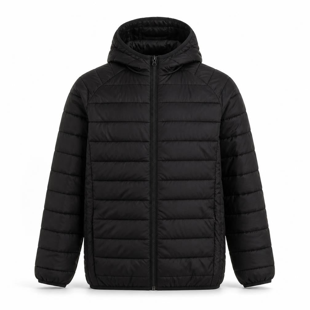 Front view of Ellesse boys’ black puffer jacket, 10-11 years, winter
