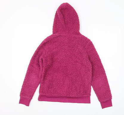 Crane Girls Athletic Logo Purple Fleece Pullover Hoodie 11-12 Yrs