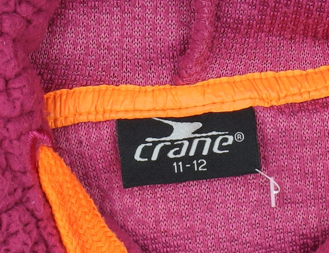 Crane Girls Athletic Logo Purple Fleece Pullover Hoodie 11-12 Yrs