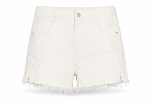 Front view of Joe Browns Women's Ivory Cut-Off Denim Shorts, size 8