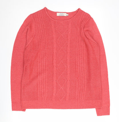 Honor Millburn Women's Pink Cable-Knit Pullover M