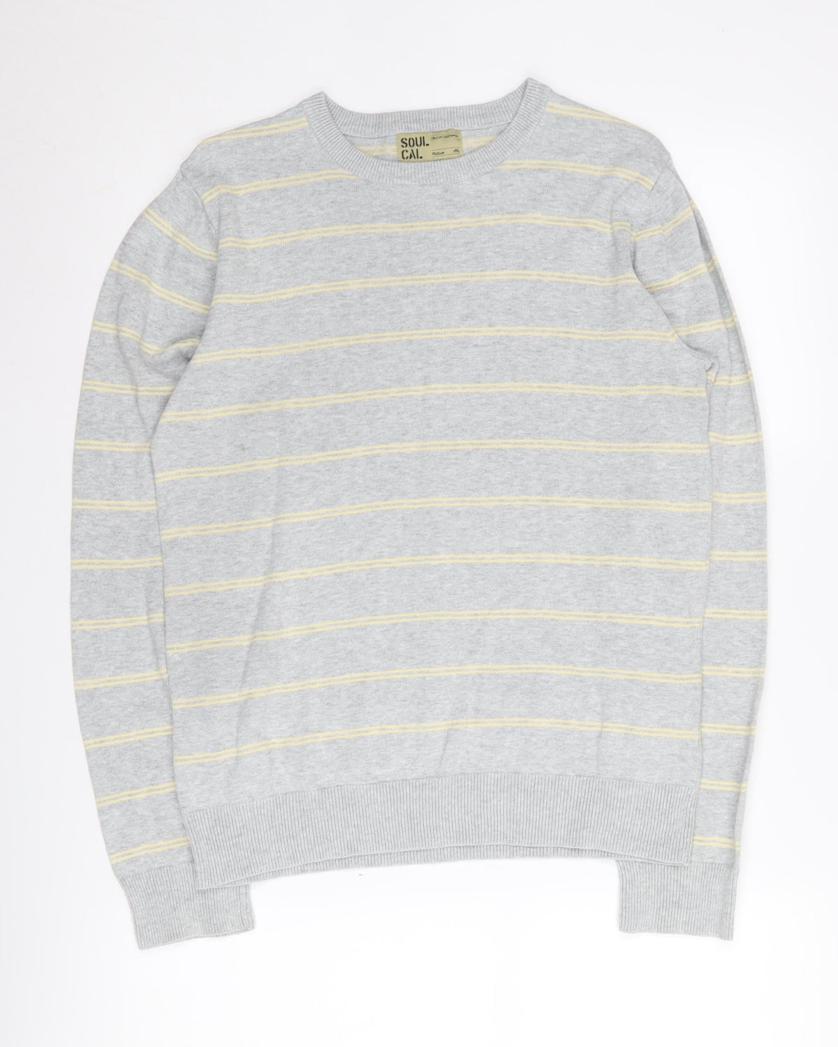 Soul Cal Women's Grey Striped Pullover Medium