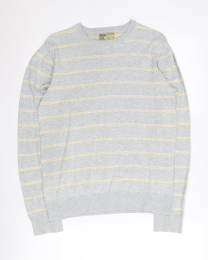 Soul Cal Women's Grey Striped Pullover Medium