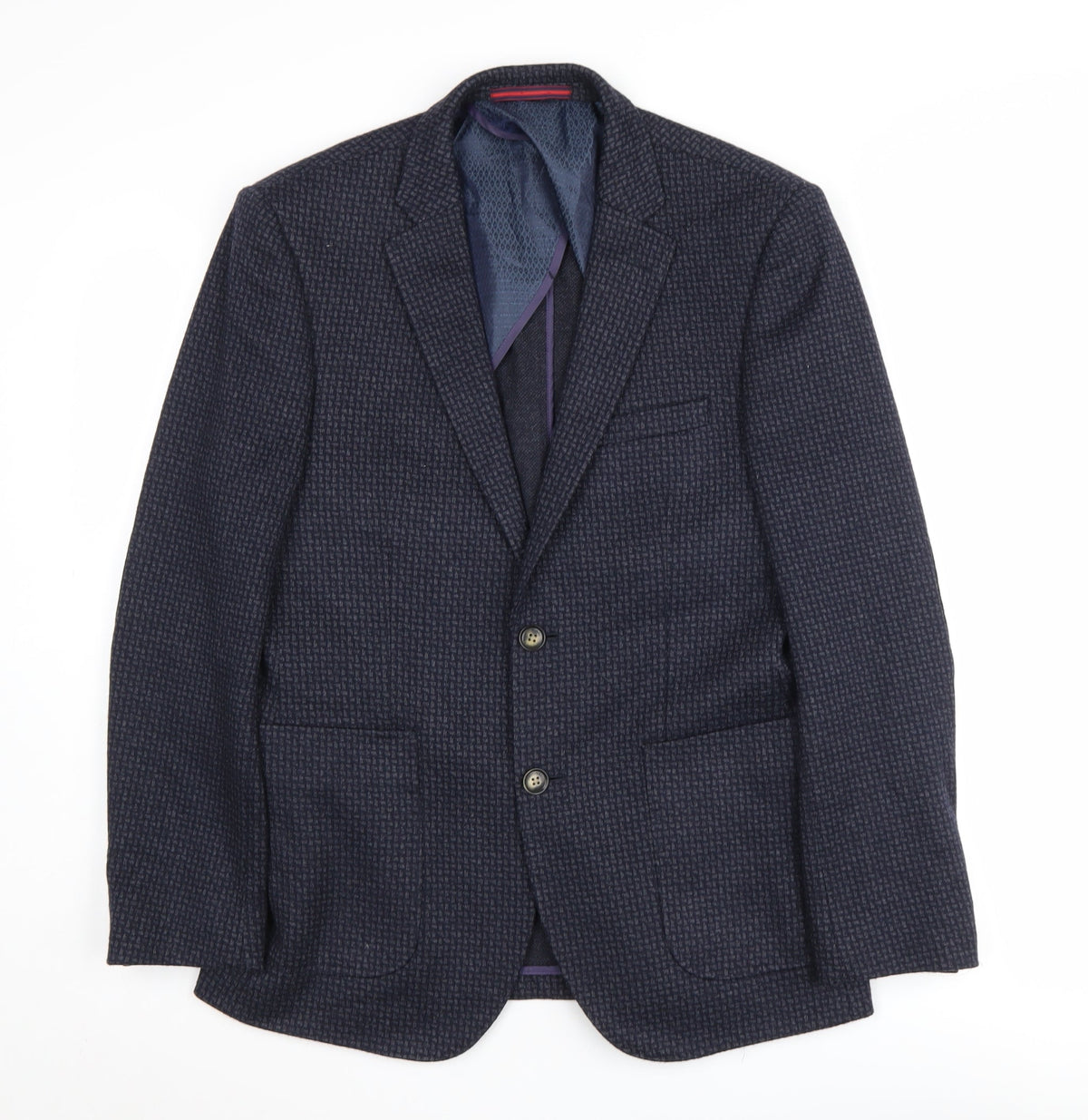 Penguin Men's Blue Blazer, 38, Geometric Pattern, Regular Fit