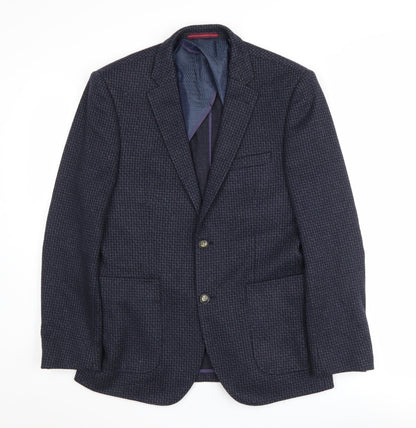 Penguin Men's Blue Blazer, 38, Geometric Pattern, Regular Fit