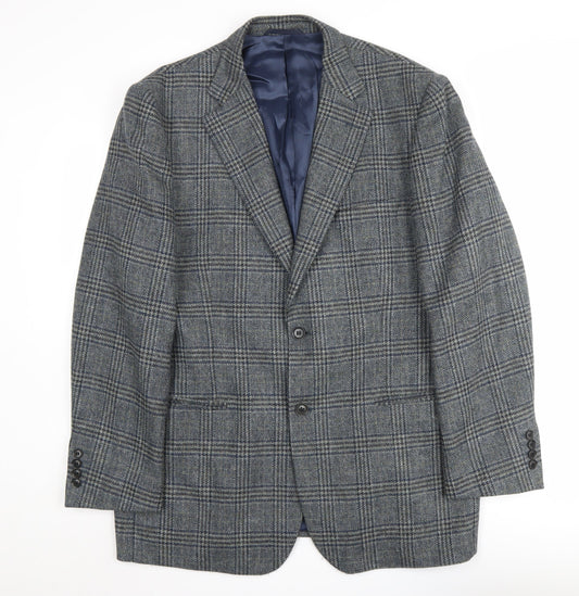 Austin Reed Men's Grey Plaid Wool Blazer 44R