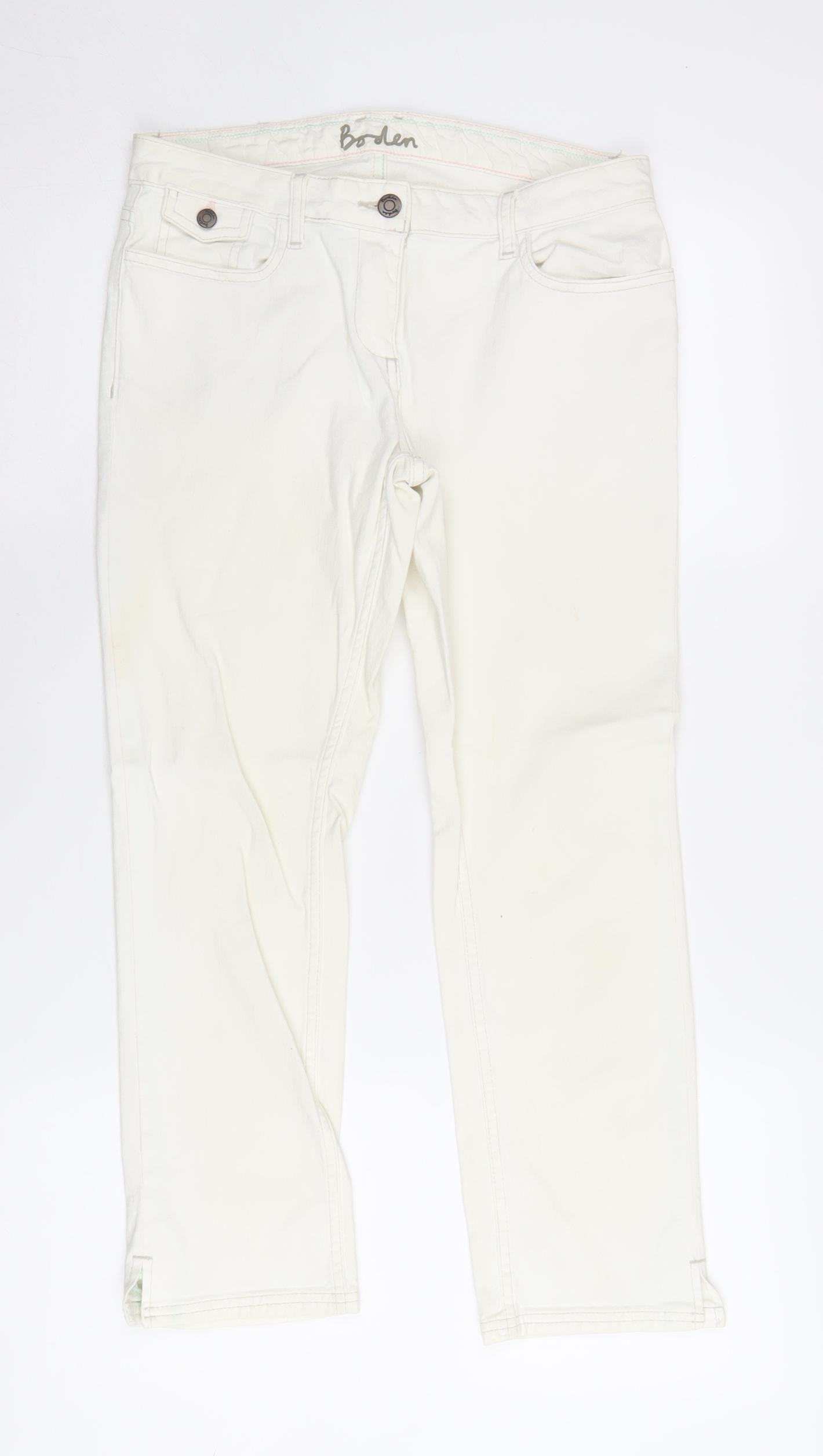 Boden Women's White Denim Jeans UK 10L Button