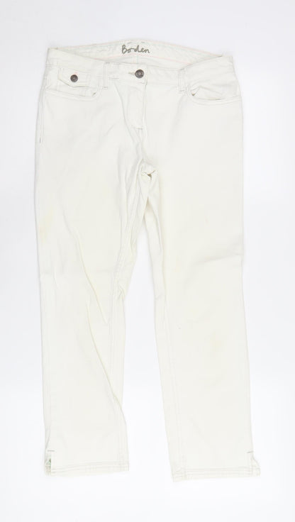 Boden Women's White Denim Jeans UK 10L Button