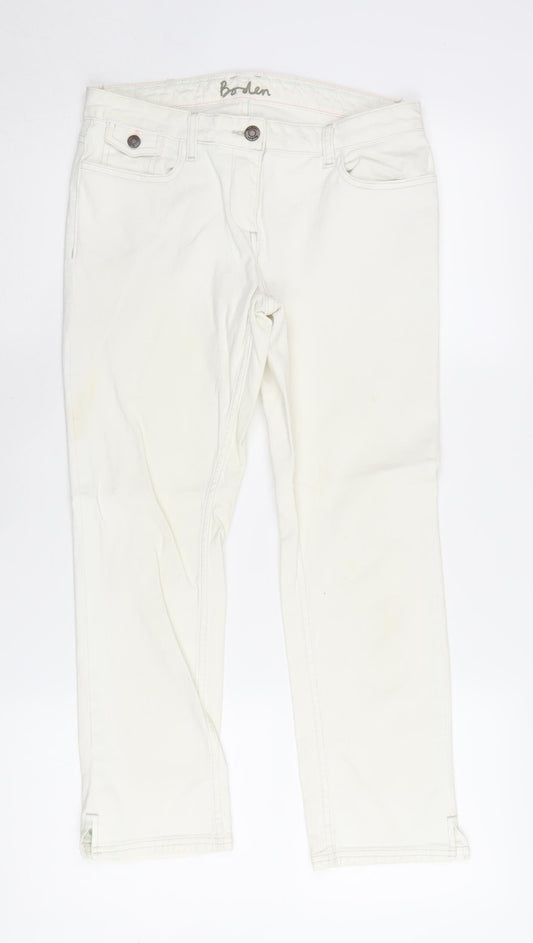 Boden Women's White Denim Jeans UK 10L Button