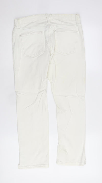 Boden Women's White Denim Jeans UK 10L Button
