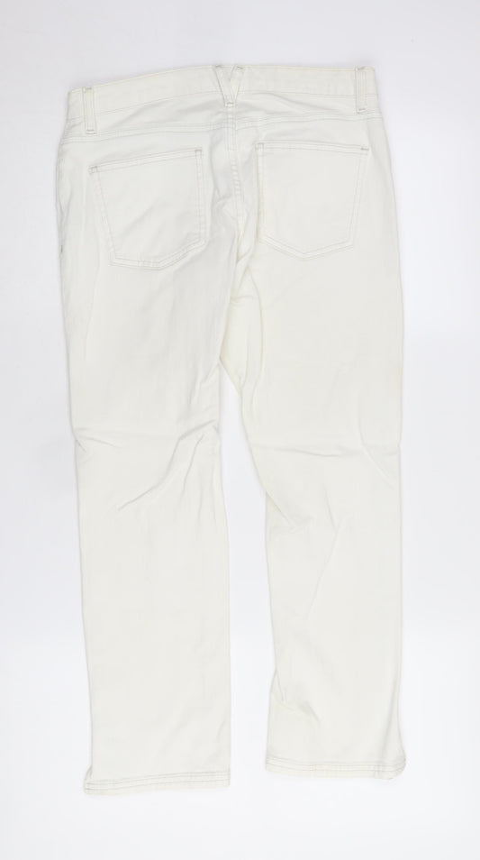 Boden Women's White Denim Jeans UK 10L Button