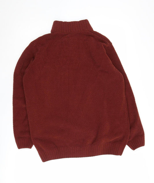 Pierre Cardin Men's Red Henley Jumper, M, Polyester