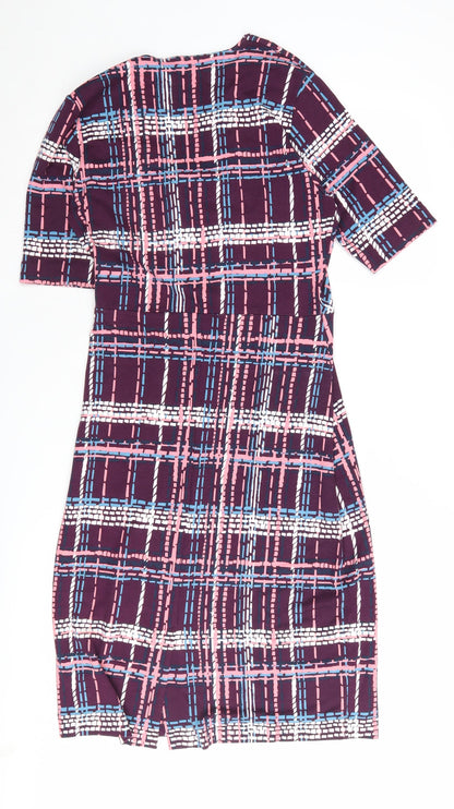 Jaeger Women's Multicoloured Check Wrap Dress, Size S