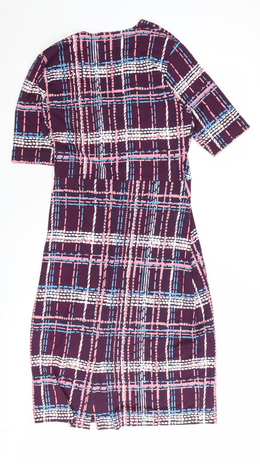 Jaeger Women's Multicoloured Check Wrap Dress, Size S