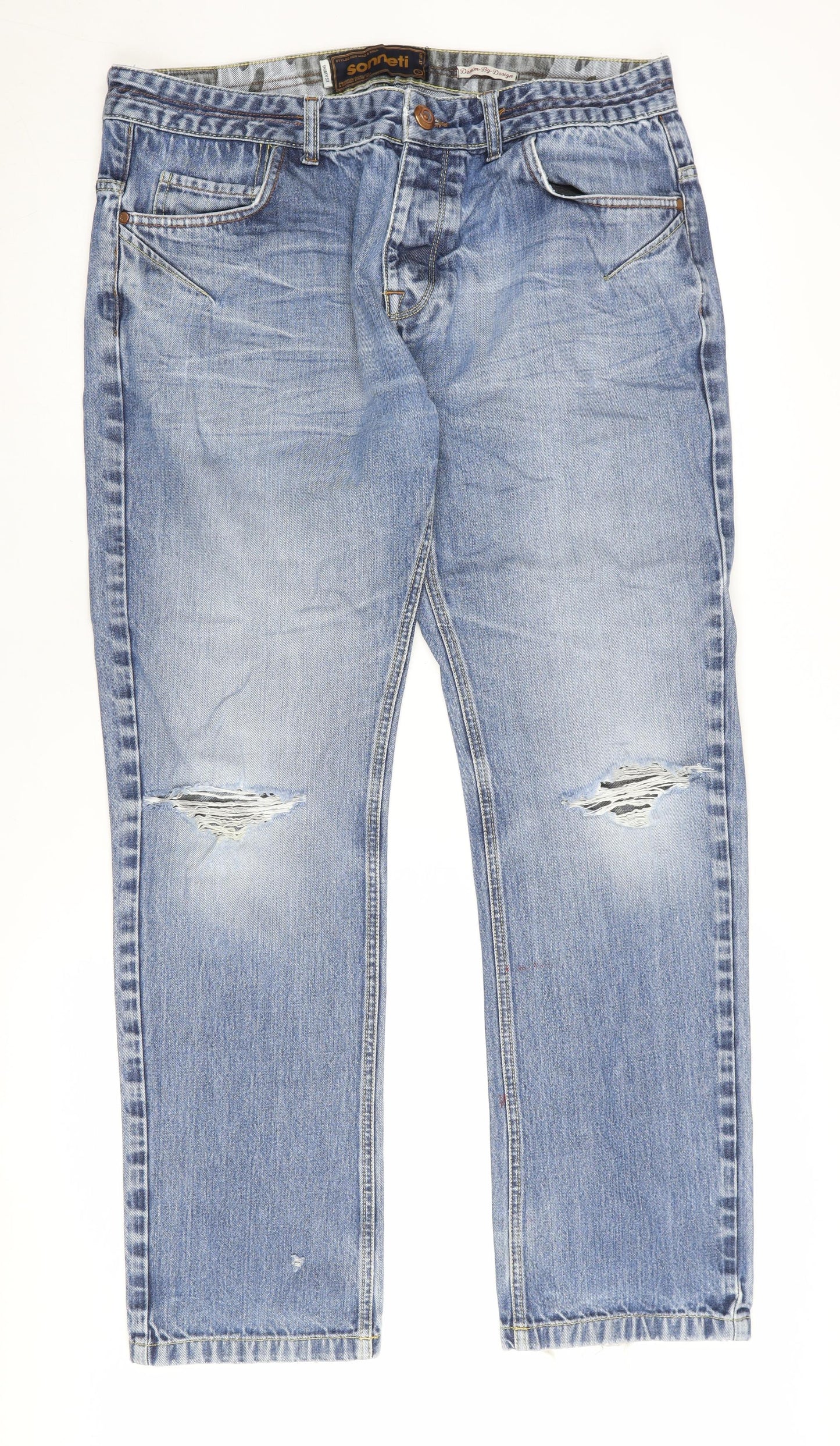 Mens UK Size 36 Sonneti Regular Fit Straight Blue Jeans