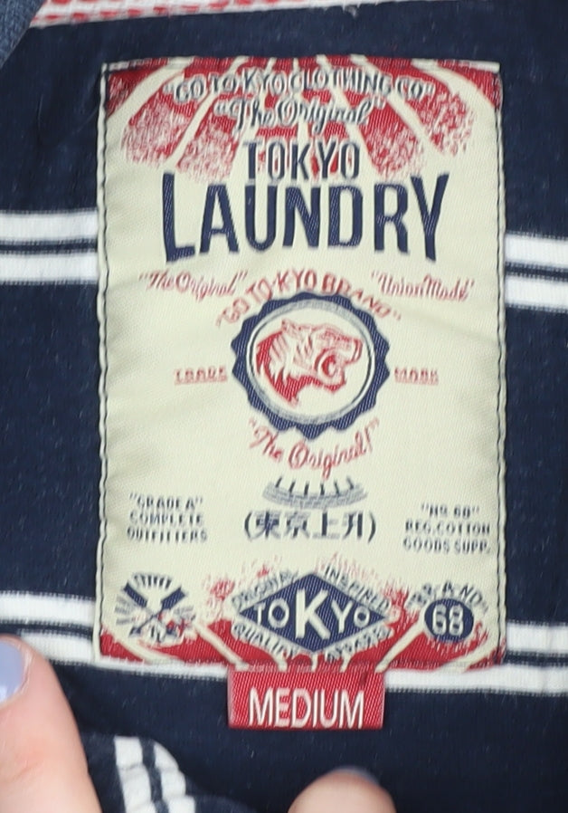 Tokyo Laundry Men’s Blue Striped Polo Shirt M