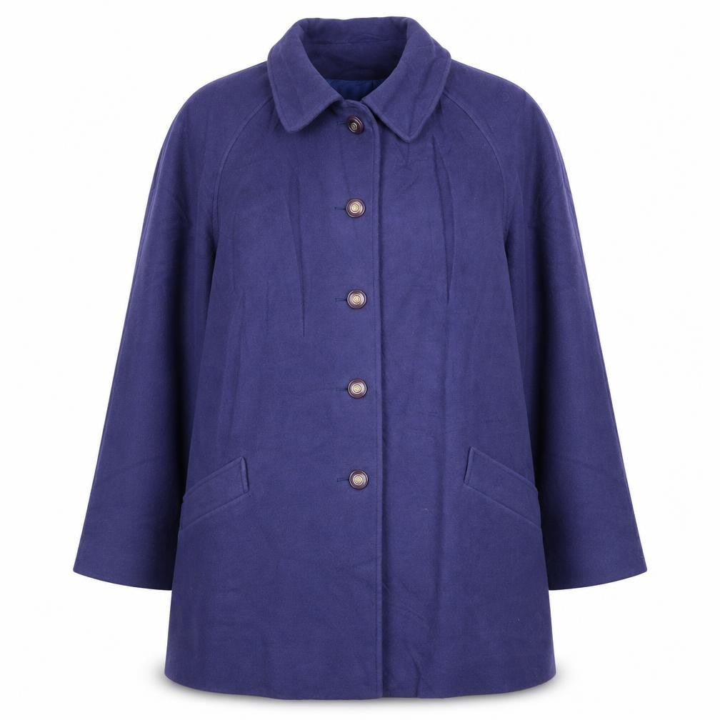 Easttex Women's Blue Wool Mid-Length Overcoat, Size 16