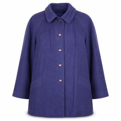 Easttex Women's Blue Wool Mid-Length Overcoat, Size 16