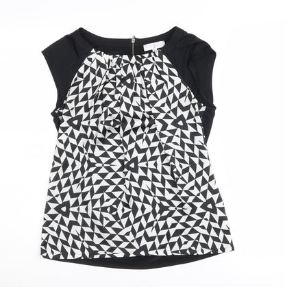 Jasper Conran Women's Black Geometric Tunic Blouse, Size 8