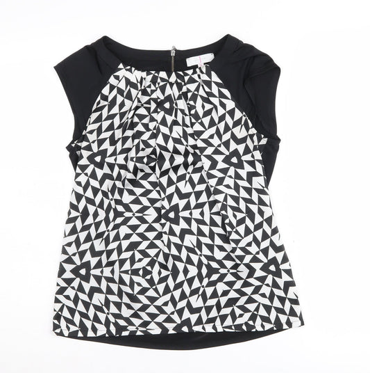 Jasper Conran Women's Black Geometric Tunic Blouse, Size 8