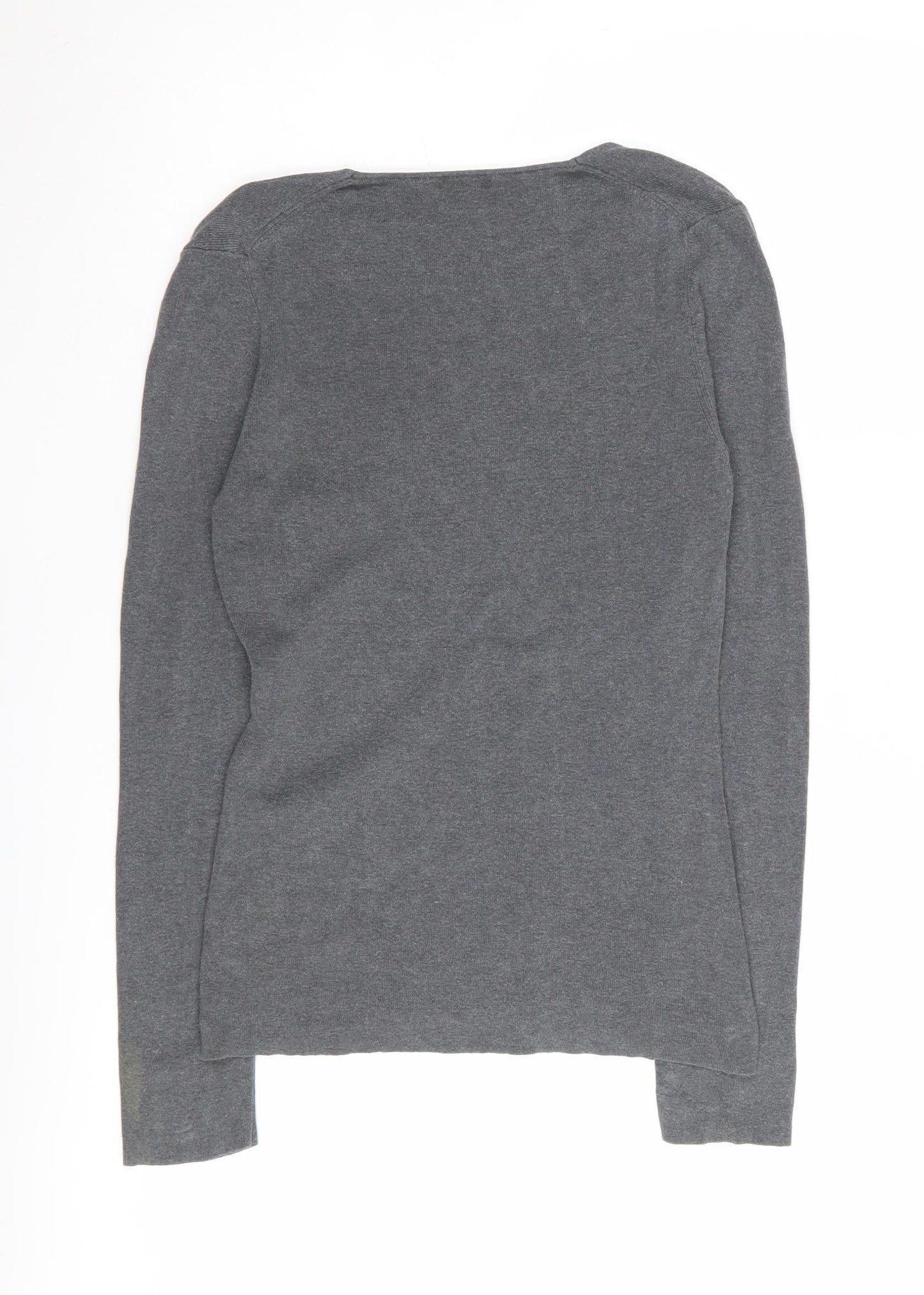 Jigsaw Women's Grey Wool Blend V-Neck Jumper M