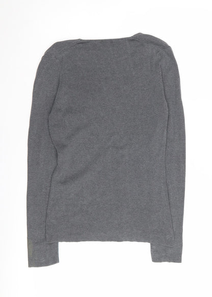 Jigsaw Women's Grey Wool Blend V-Neck Jumper M