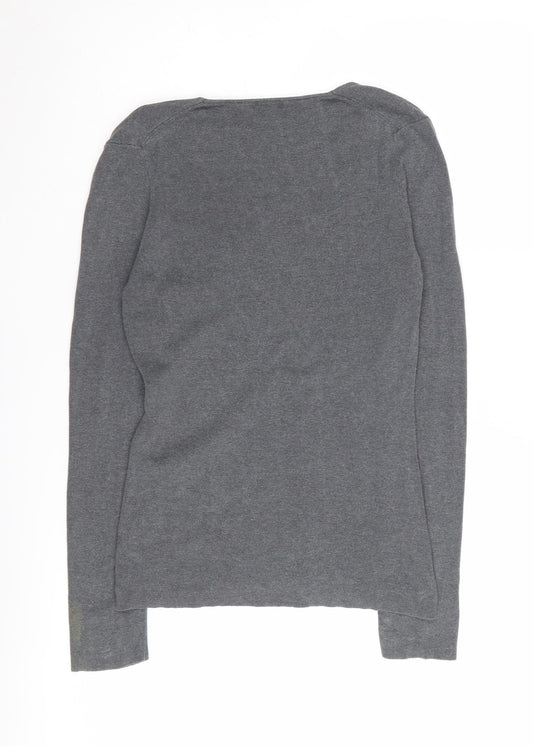 Jigsaw Women's Grey Wool Blend V-Neck Jumper M