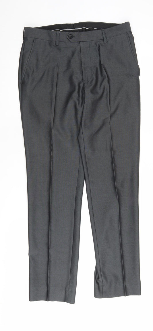 ONESIXFIVE Men's Black Slim Fit Dress Pants 32L