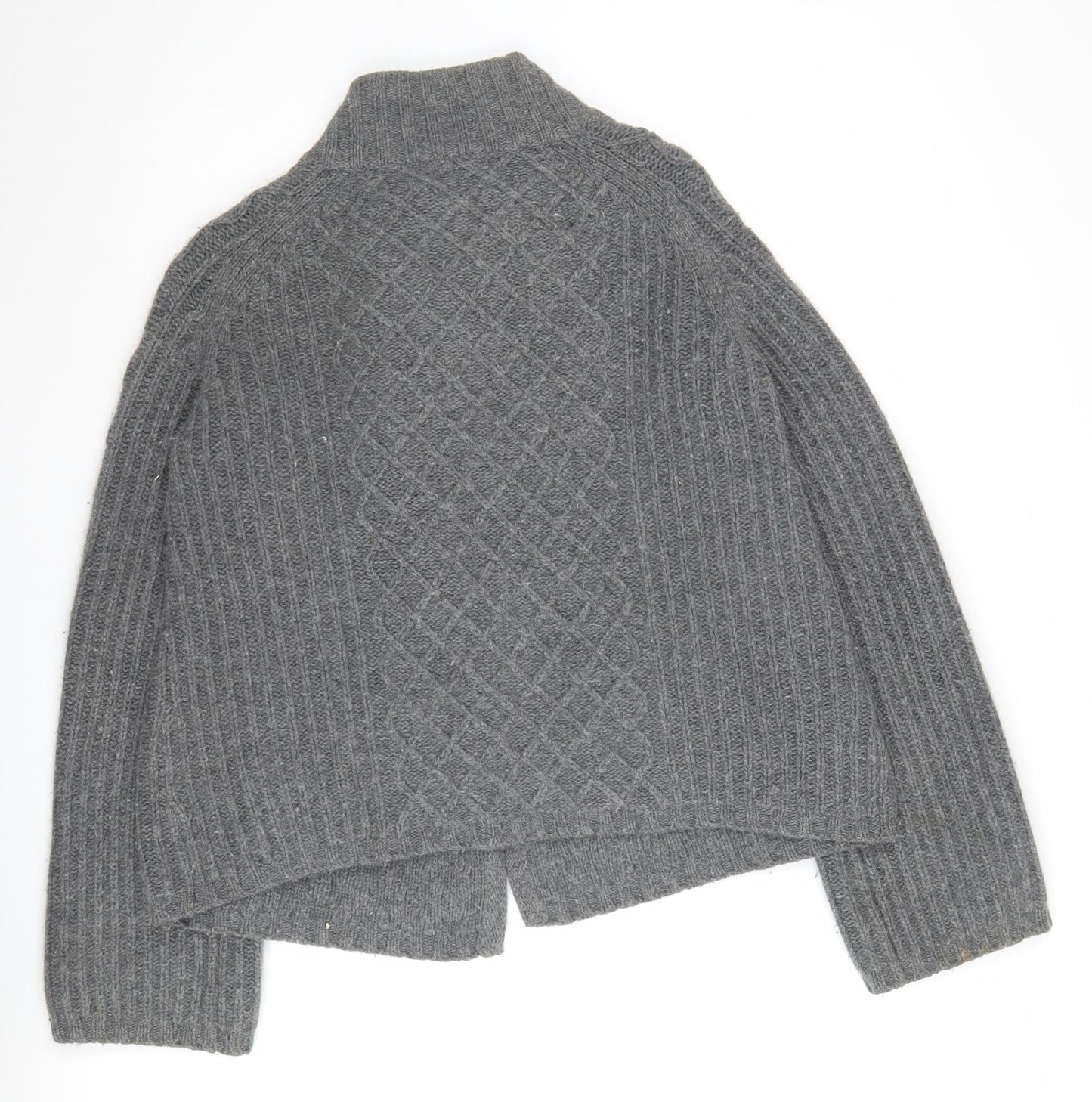 Jasper Conran Women's Grey Cardigan, Size 12, Cable-Knit High Neck