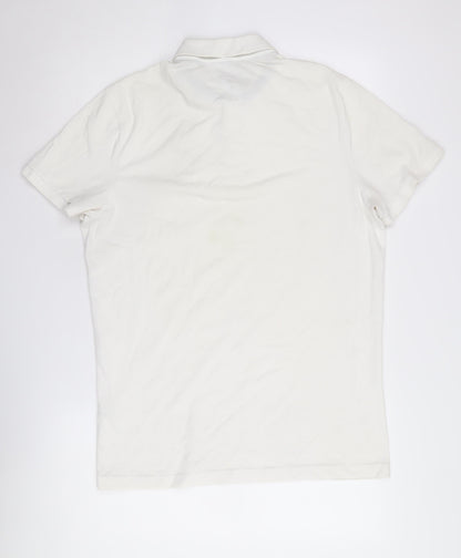 Hollister Men's White Polo Shirt L Logo Short Sleeve Casual