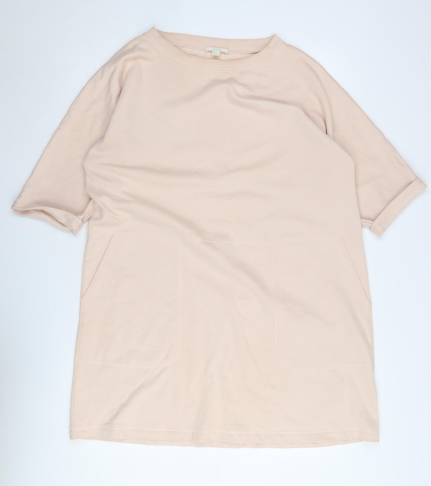 COS Women's Beige Shift Dress S, Casual Cotton Jersey